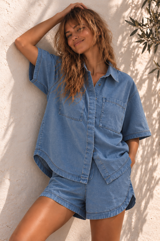 Zali Light Denim Shirt - By Frankie TOPS By Frankie