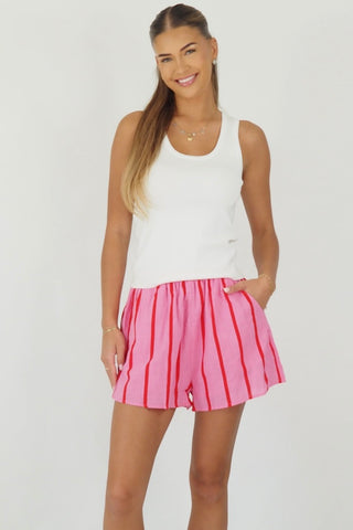 Pink/Red Stripe Shorts- By Frankie Tops By Frankie