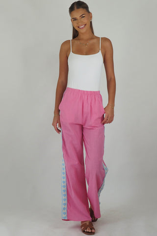 Pink & Blue Hearts Racer Pants - By Frankie Bottoms By Frankie