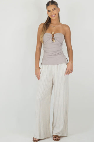 Georgia Boob Tube Top - Grey/Brown Tops Luvalot