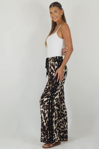 Lia Leopard Racer Pants Black Stripe - By Frankie Bottoms By Frankie