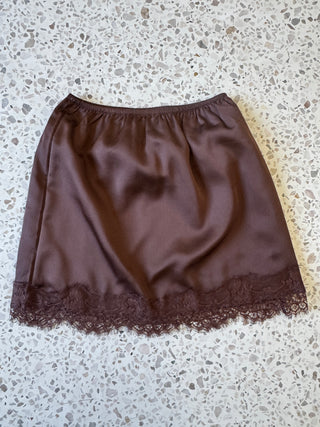 Paris Lace Choc Brown Mini Skirt - By Frankie skirts By Frankie