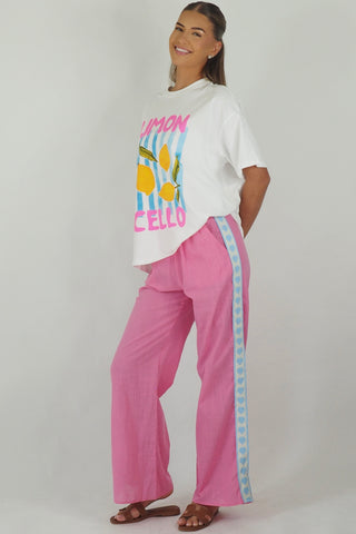 Pink & Blue Hearts Racer Pants - By Frankie Bottoms By Frankie