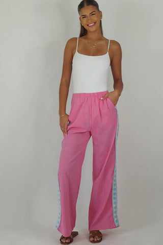 Pink & Blue Hearts Racer Pants - By Frankie Bottoms By Frankie