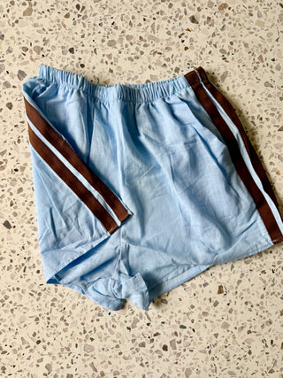 Baby Blue Racer Stripe Shorts - By Frankie Bottoms By Frankie