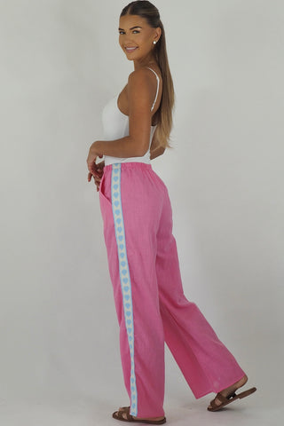 Pink & Blue Hearts Racer Pants - By Frankie Bottoms By Frankie