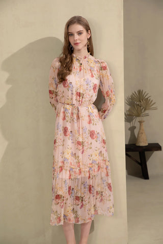 Paris Silk Midi Dress - Pink Dresses GDS   