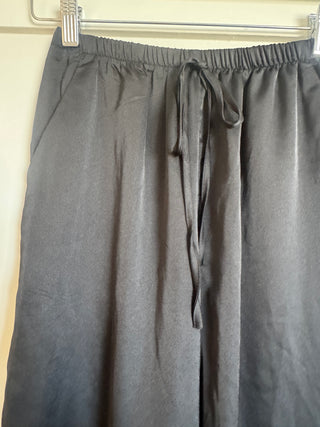 Vana Black Satin Wide leg Pants - By Frankie Bottoms BY FRANKIE