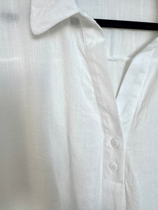 Phoebe Oversized White Collared Shirt TOPS Bubblegum