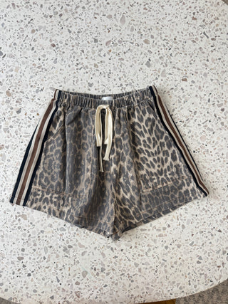 Leopard Racer Denim Shorts Three Stripe - By Frankie (Copy) Bottoms By Frankie