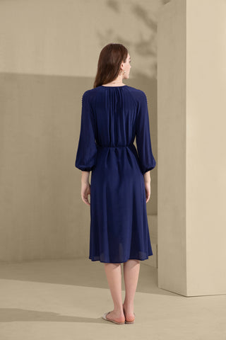 Tahari Silk Long Dress - Navy Dresses GDS   