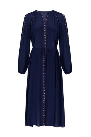 Tahari Silk Long Dress - Navy Dresses GDS   