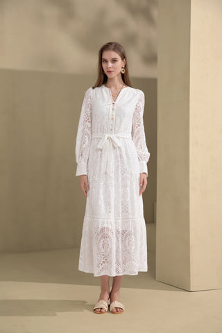 Alexis lace Midi Dress - White Dresses GDS