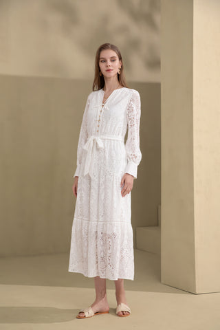 Alexis lace Midi Dress - White Dresses GDS