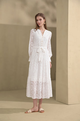 Alexis lace Midi Dress - White Dresses GDS