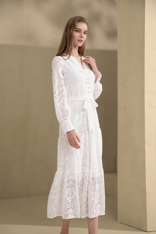 Alexis lace Midi Dress - White Dresses GDS