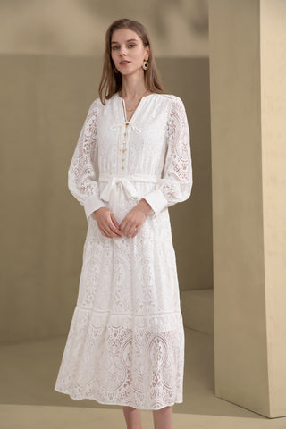 Alexis lace Midi Dress - White Dresses GDS