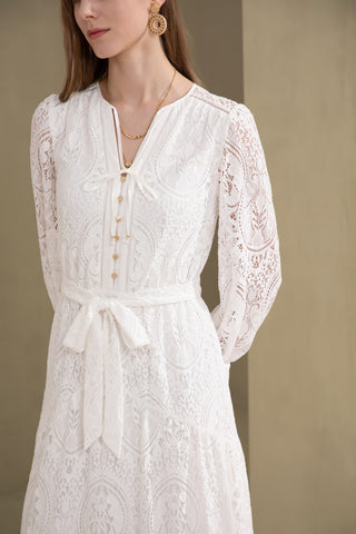 Alexis lace Midi Dress - White Dresses GDS