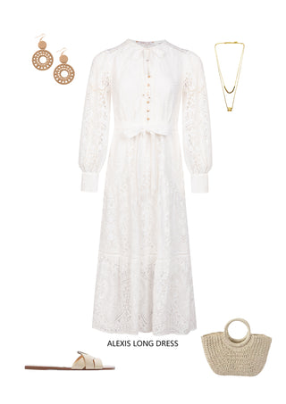 Alexis lace Midi Dress - White Dresses GDS
