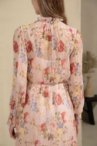 Paris Silk Midi Dress - Pink Dresses GDS   