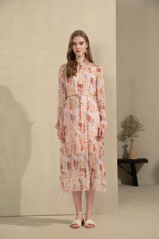 Paris Silk Midi Dress - Pink Dresses GDS   