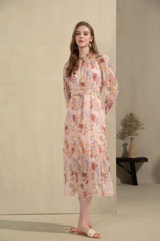 Paris Silk Midi Dress - Pink Dresses GDS   