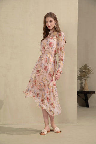 Paris Silk Midi Dress - Pink Dresses GDS   