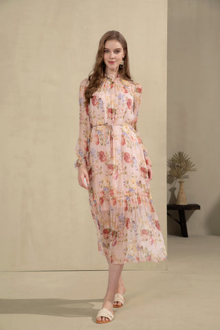 Paris Silk Midi Dress - Pink Dresses GDS   