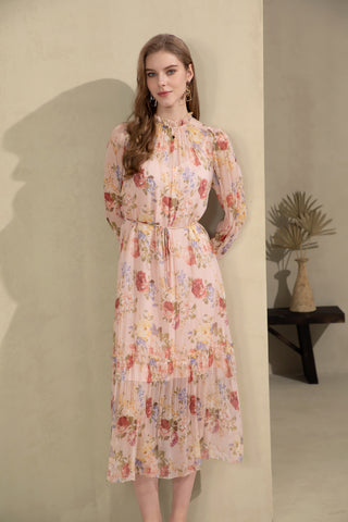Paris Silk Midi Dress - Pink Dresses GDS   