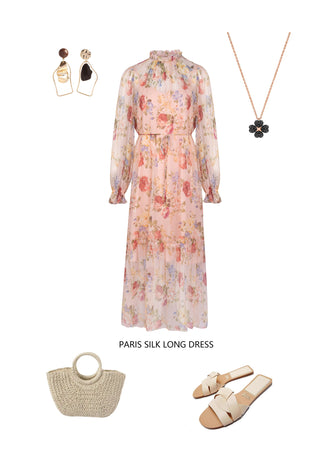 Paris Silk Midi Dress - Pink Dresses GDS   