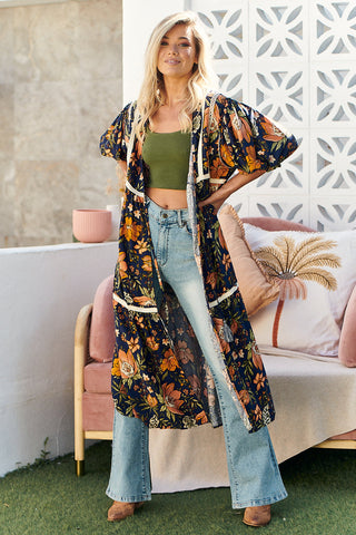 Mali Kimono - Navy/Orange Outerwear Jaase