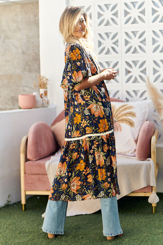 Mali Kimono - Navy/Orange