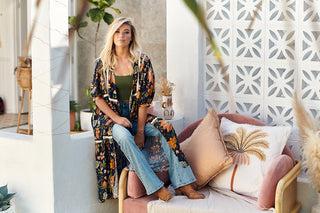 Mali Kimono - Navy/Orange