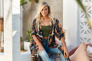 Mali Kimono - Navy/Orange