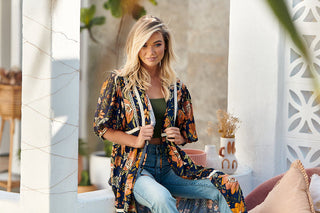 Mali Kimono - Navy/Orange
