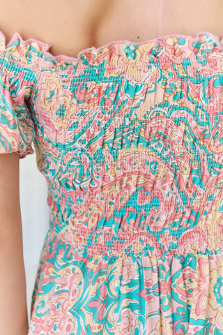 Bailey Shirred Maxi Dress - Pink/Blue Dresses Jaase