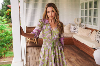 Shaya Maxi Dress - Khaki/Purple Dresses Jaase   