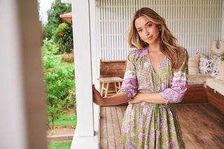 Shaya Maxi Dress - Khaki/Purple Dresses Jaase   