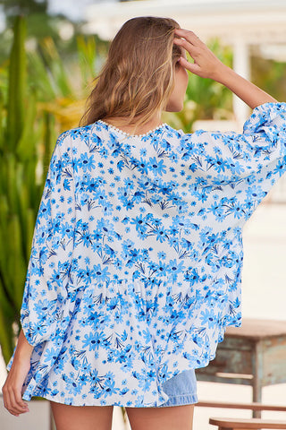 Paloma Blouse - Blue/White Tops Jaase