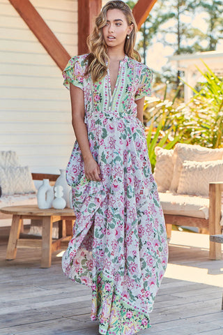 jaase green dress Jaase Emerald Carmen Maxi Dress Embroidered Boho Maxi Dress