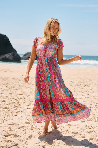 Emilina Maxi Dress - Pink/Blue Dresses Jaase