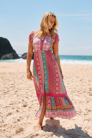 Emilina Maxi Dress - Pink/Blue Dresses Jaase