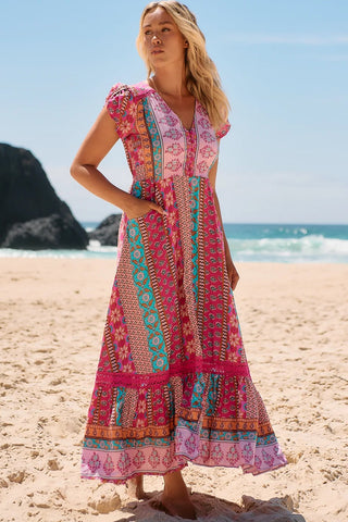 Emilina Maxi Dress - Pink/Blue Dresses Jaase