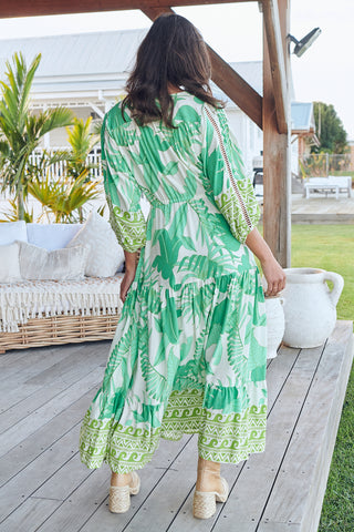 Maya Maxi Dress - Green/White Dresses Jaase   