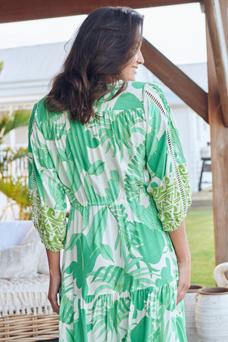 Maya Maxi Dress - Green/White Dresses Jaase   