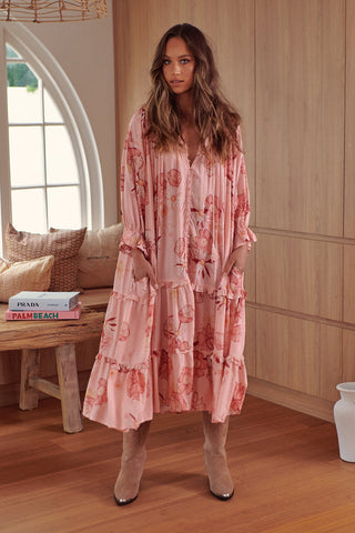 Tamika Pink Midi Dress - Pink Dresses Jaase