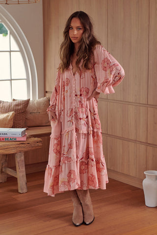 Tamika Pink Midi Dress - Pink Dresses Jaase