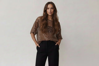 Sienna Sequins Mesh Tee - By Frankie (Copy) Tops By Frankie