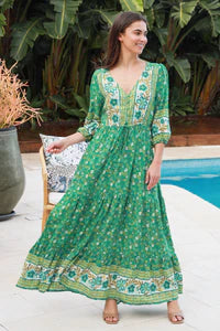 Leah Maxi - Green Dresses Isabella Boho   
