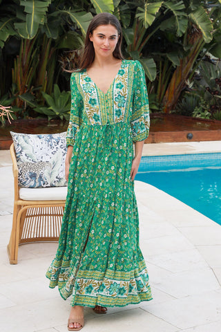Leah Maxi - Green Dresses Isabella Boho   
